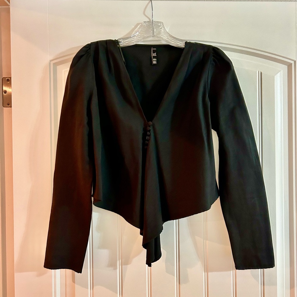 Zara black long sleeve buttoned blouse